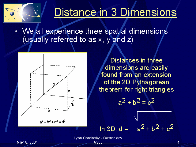 Distance in 3 Dimension